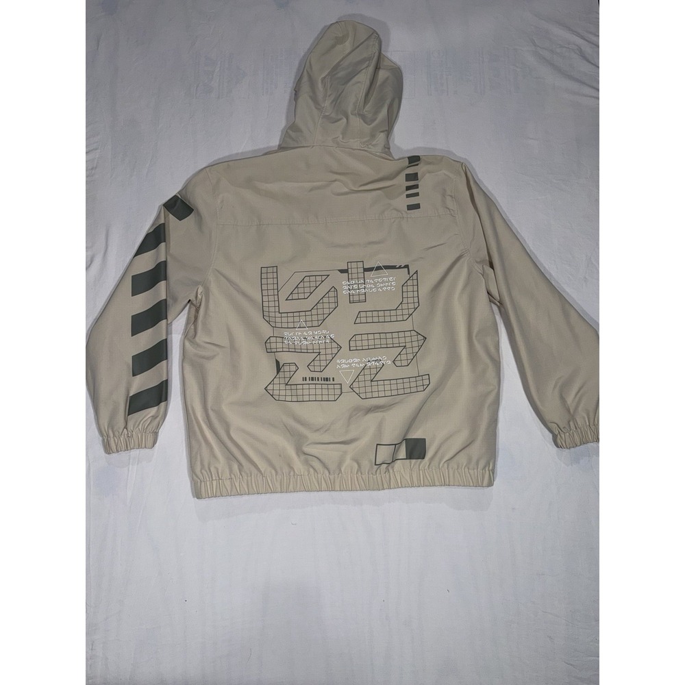 Disney Buzz Lightyear Jacket Mens XL Beige Hooded Star Command Zip - Picture 2 of 4